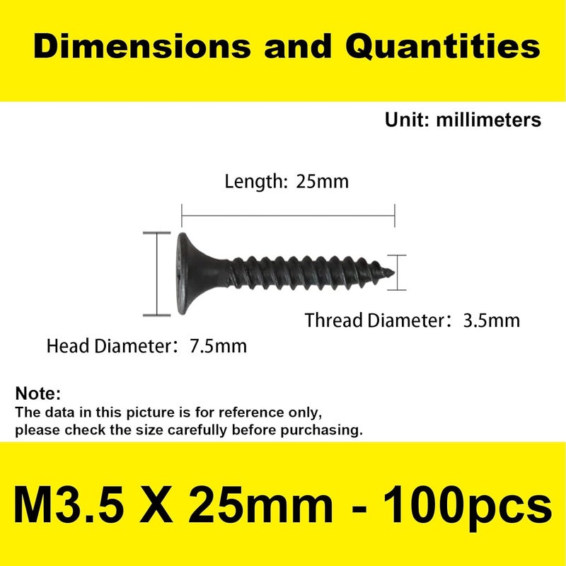 LERNOU #6 x 1'' Wood Screws, Drywall Screws, Cabinet Screws, Coarse Tooth Drywall Screws, Phillips Flat Head Self-Tapping Screws for Various Woodworking Repairs and DIY Projects (100 pcs) - Image 2